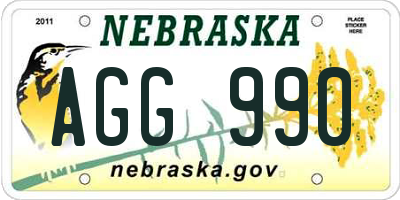 NE license plate AGG990
