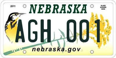 NE license plate AGH001