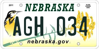 NE license plate AGH034