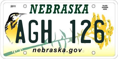 NE license plate AGH126