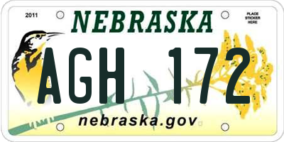 NE license plate AGH172