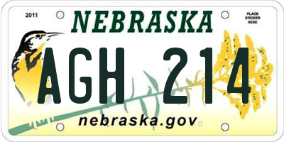 NE license plate AGH214