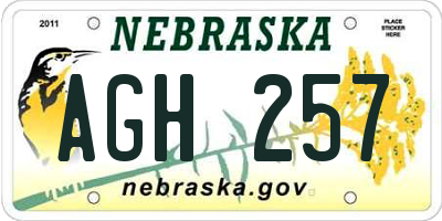 NE license plate AGH257