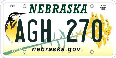 NE license plate AGH270