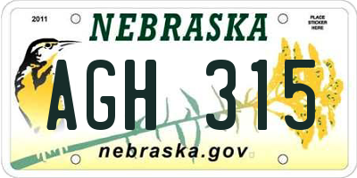 NE license plate AGH315
