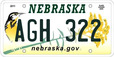 NE license plate AGH322