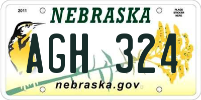 NE license plate AGH324