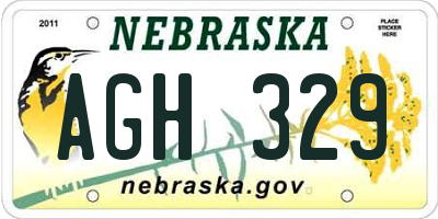 NE license plate AGH329