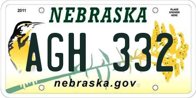 NE license plate AGH332