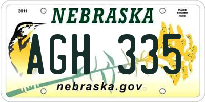 NE license plate AGH335