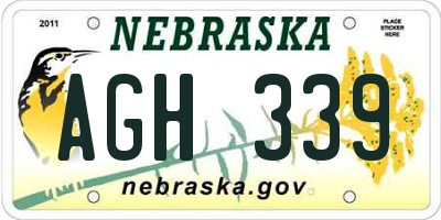 NE license plate AGH339