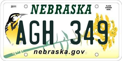 NE license plate AGH349
