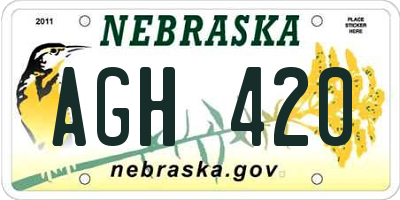 NE license plate AGH420