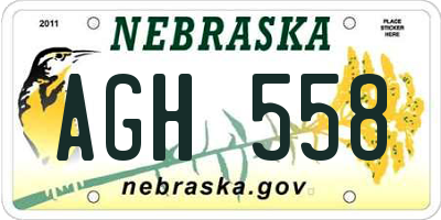 NE license plate AGH558
