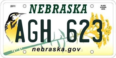 NE license plate AGH623