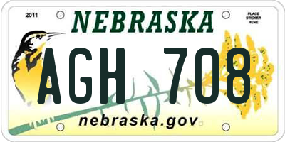 NE license plate AGH708