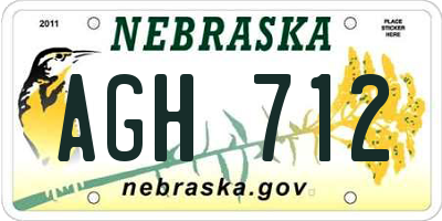 NE license plate AGH712