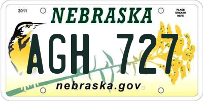 NE license plate AGH727