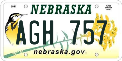 NE license plate AGH757