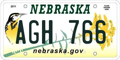 NE license plate AGH766
