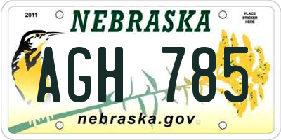 NE license plate AGH785