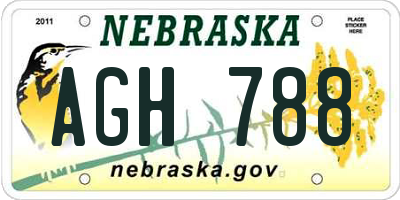 NE license plate AGH788