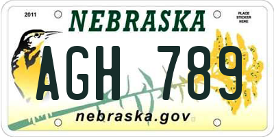 NE license plate AGH789