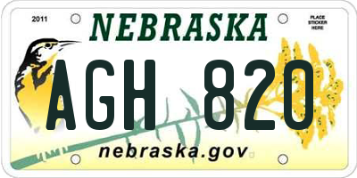 NE license plate AGH820