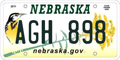 NE license plate AGH898