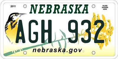 NE license plate AGH932