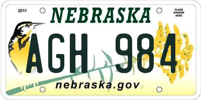 NE license plate AGH984