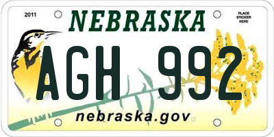 NE license plate AGH992