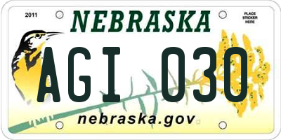 NE license plate AGI030