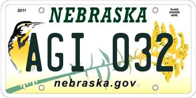 NE license plate AGI032
