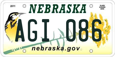 NE license plate AGI086