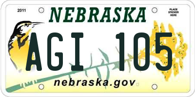 NE license plate AGI105