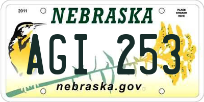 NE license plate AGI253