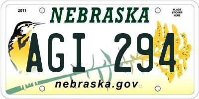 NE license plate AGI294
