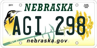 NE license plate AGI298
