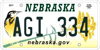 NE license plate AGI334