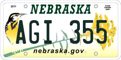 NE license plate AGI355