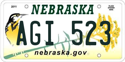 NE license plate AGI523