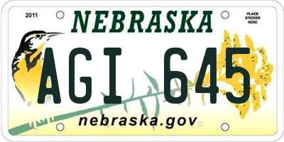 NE license plate AGI645