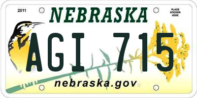 NE license plate AGI715