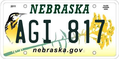 NE license plate AGI817