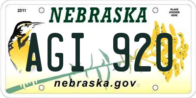 NE license plate AGI920
