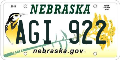 NE license plate AGI922
