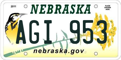 NE license plate AGI953