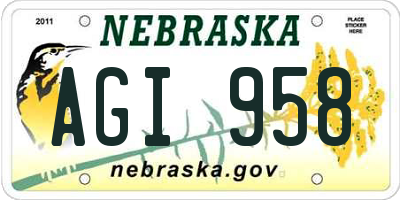 NE license plate AGI958