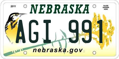 NE license plate AGI991